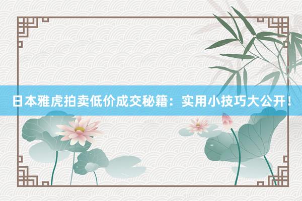 日本雅虎拍卖低价成交秘籍：实用小技巧大公开！