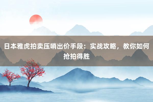 日本雅虎拍卖压哨出价手段：实战攻略，教你如何抢拍得胜