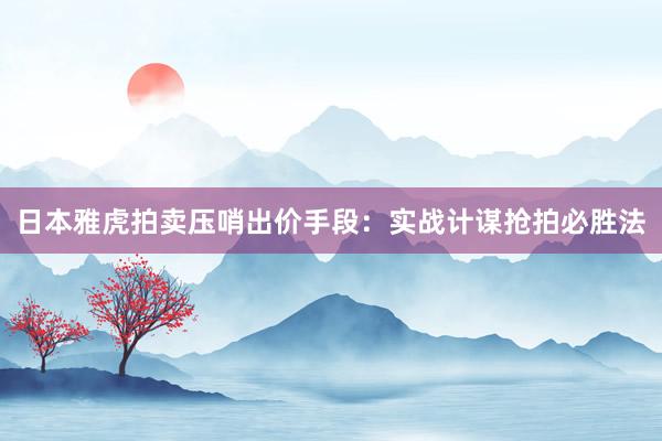 日本雅虎拍卖压哨出价手段：实战计谋抢拍必胜法