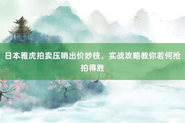 日本雅虎拍卖压哨出价妙技，实战攻略教你若何抢拍得胜