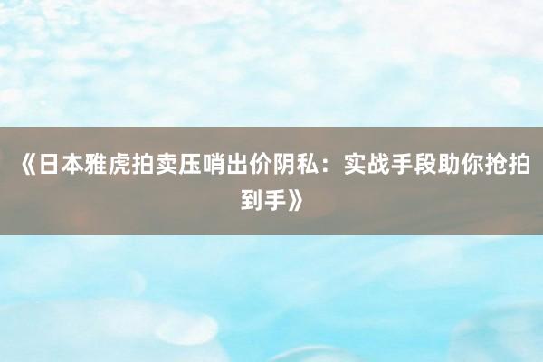 《日本雅虎拍卖压哨出价阴私：实战手段助你抢拍到手》