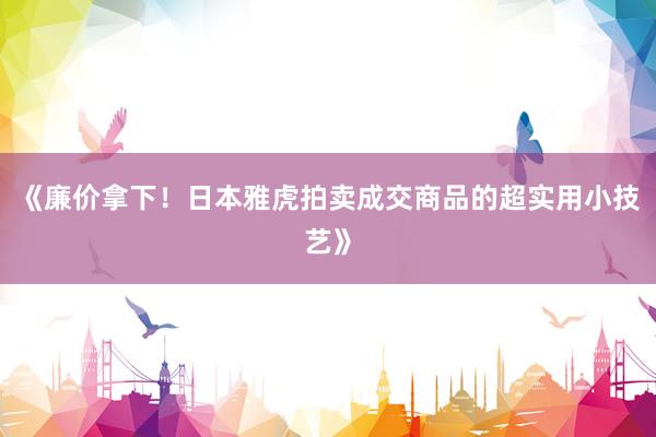 《廉价拿下！日本雅虎拍卖成交商品的超实用小技艺》