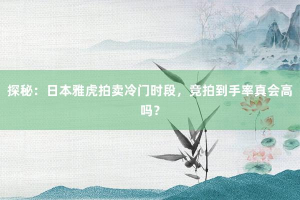探秘：日本雅虎拍卖冷门时段，竞拍到手率真会高吗？